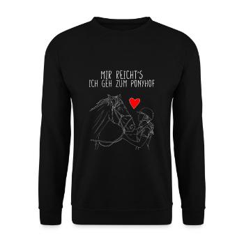 OUTLINEHORSEANDGIRLMIREICHTSICHGEHJZUMPONYHOF - Unisex Pullover - Schwarz - Vorne - Alina (178cm) & Michal (187cm)