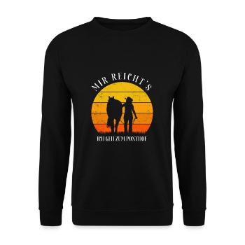 OWNERANDHORSEWALKINGMIRREICHTSICHGEHZUMPONYHOF - Unisex Pullover - Schwarz - Vorne - Alina (178cm) & Michal (187cm)
