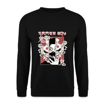 ANIME BOYS2 GAMERBOY - Unisex Sweatshirt - black - Front - Alina (178cm) & Michal (187cm)