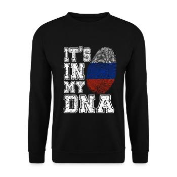 It's In My DNA Russia Patriotic Russian Gift - Unisex Pullover - Schwarz - Vorne - Alina (178cm) & Michal (187cm)