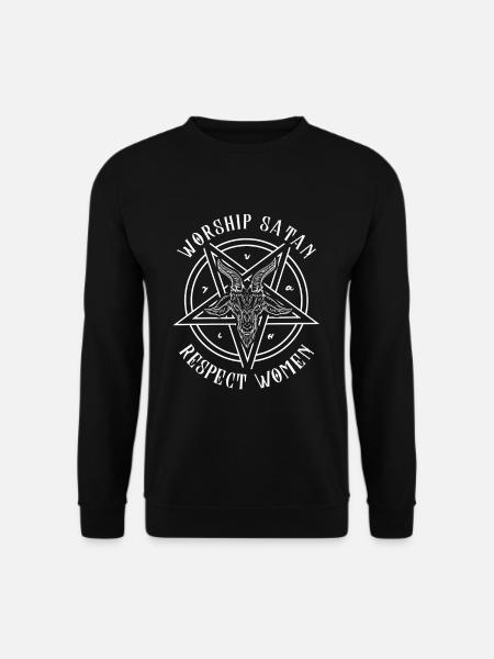 Worship Satan Respect Women Satanic Baphomet Goat - Unisex Pullover - Schwarz