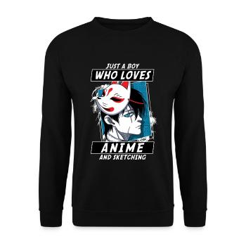 ANIME BOYS4 JUSTABOYWHOLOVESANIMEANDKSETCHING - Unisex Sweatshirt - black - Front - Alina (178cm) & Michal (187cm)