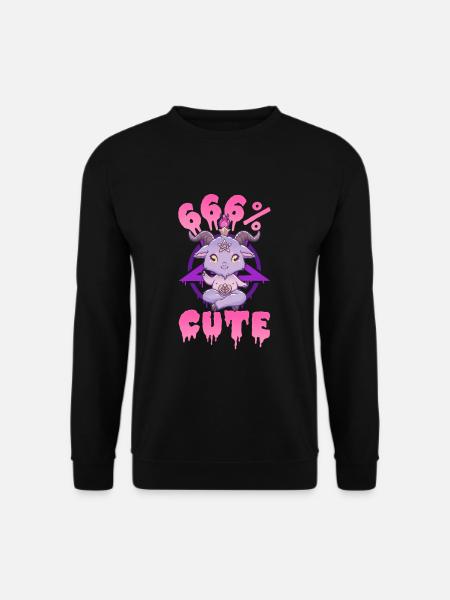 666% Cute Satanic Chibi Anime Kawaii Baphomet - Unisex Pullover - Schwarz