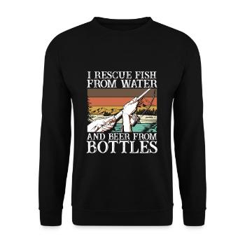 Je sauve le poisson de l’eau et la bière des bouteilles - Sweat-shirt Unisexe - noir - Devant - Alina (178cm) & Michal (187cm)