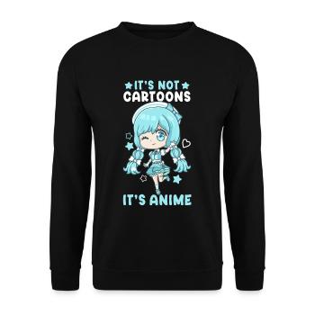 It's Not Cartoons It' Anime I Chibi Kawaii Otaku - Unisex Sweatshirt - black - Front - Alina (178cm) & Michal (187cm)