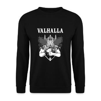 Valhalla I Viking Warrior I Odin I Wikinger - Unisex Pullover - Schwarz - Vorne - Alina (178cm) & Michal (187cm)