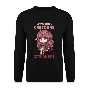 It's Not Cartoons It' Anime I Chibi Kawaii Otaku - Unisex Sweatshirt - black - Front - Alina (178cm) & Michal (187cm)
