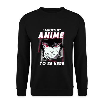 ANIME BOYS3 IPAUSEDMYANIMEJUSTTOBEHERE - Unisex Sweatshirt - black - Front - Alina (178cm) & Michal (187cm)