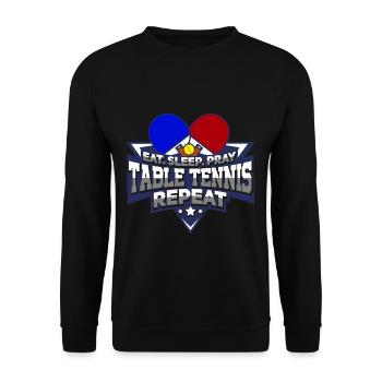 Manger Dormir Priez Tennis de Table Ping Pong T-Shirt - Sweat-shirt Unisexe - noir - Devant - Alina (178cm) & Michal (187cm)