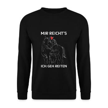 RIDERANDHORSEILLUSTRATION MIRREICHTSICHGEHREITEN - Unisex Pullover - Schwarz - Vorne - Alina (178cm) & Michal (187cm)