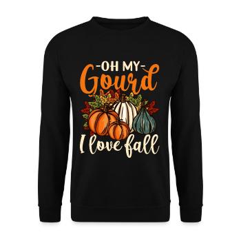 Oh My Gourd Happy Fall Y'all Funny Pumpkin Gift - Unisex Sweatshirt - black - Front - Alina (178cm) & Michal (187cm)