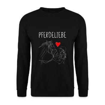 OUTLINEHORSEANDGIRLPFERDELIEBE - Unisex Pullover - Schwarz - Vorne - Alina (178cm) & Michal (187cm)