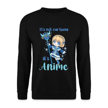 It's Not Cartoons It' Anime I Chibi Kawaii Otaku - Unisex Sweatshirt - black - Front - Alina (178cm) & Michal (187cm)