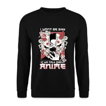 ANIME BOYS2 IWONTBESHYIFWETALKABOUTANIME - Unisex Sweatshirt - black - Front - Alina (178cm) & Michal (187cm)