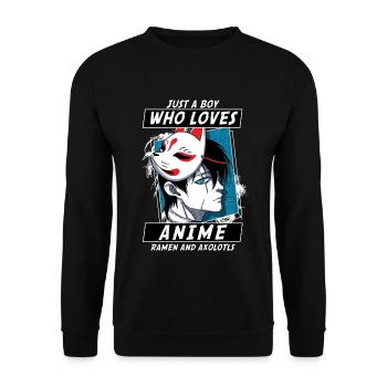 ANIME BOYS4 JUSTABOYWHOLOVESANIMERAMENANDAXOLOTLS - Unisex Sweatshirt - black - Front - Alina (178cm) & Michal (187cm)