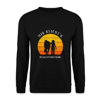 OWNERANDHORSEWALKINGMIRREICHTSICHGEHZUMREITERHOF - Unisex Pullover - Schwarz - Vorne - Alina (178cm) & Michal (187cm)