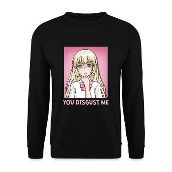 Chibi Anime Girl You Disgust Me - Unisex Sweatshirt - black - Front - Alina (178cm) & Michal (187cm)