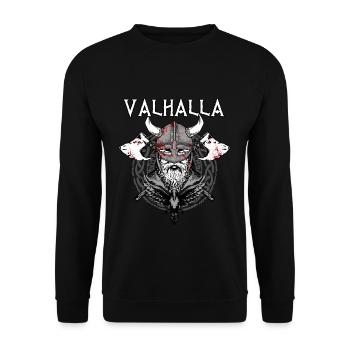 Valhalla I Viking Warrior I Odin I Wikinger - Unisex Pullover - Schwarz - Vorne - Alina (178cm) & Michal (187cm)