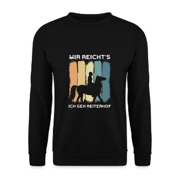 HORSERIDERVINTAGEMIRREICHTSICHGEHZUMREITERHOF - Unisex Pullover - Schwarz - Vorne - Alina (178cm) & Michal (187cm)