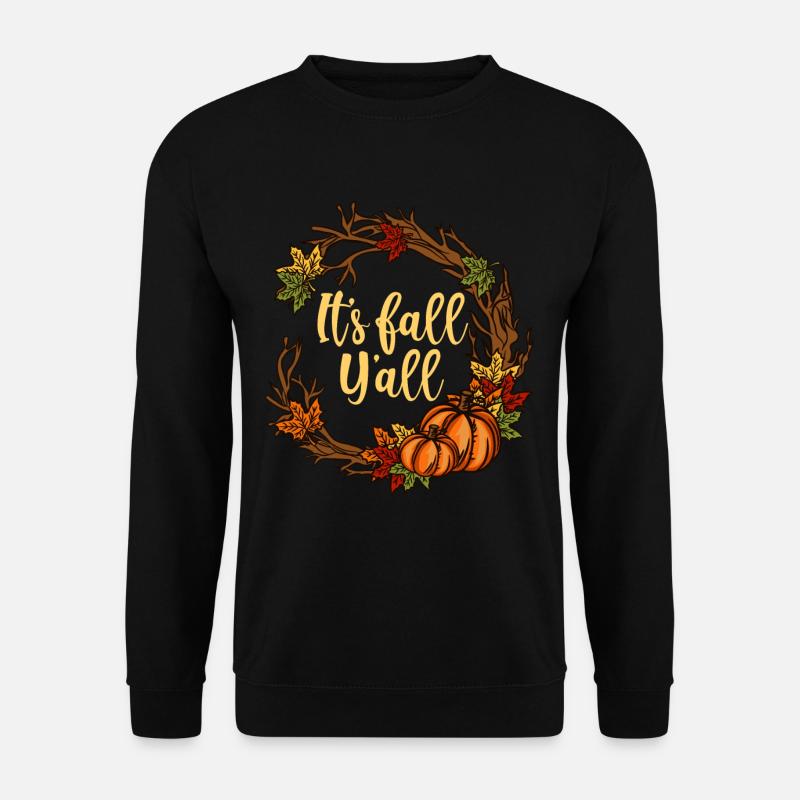 It's Fall Y'all Happy Pumpkin Deco Gift - Unisex Pullover - Schwarz