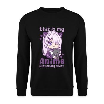 This Is My Anime Watching Shirt I Kawaii Otaku - Unisex Pullover - Schwarz - Vorne - Alina (178cm) & Michal (187cm)