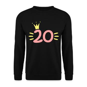 20 Geburtstag Krone - Unisex Pullover - Schwarz - Vorne - Alina (178cm) & Michal (187cm)