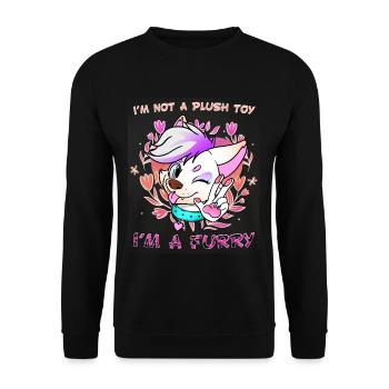 I'm not a plush toy I'm a Furry I Furries Fandom - Unisex Pullover - Schwarz - Vorne - Alina (178cm) & Michal (187cm)