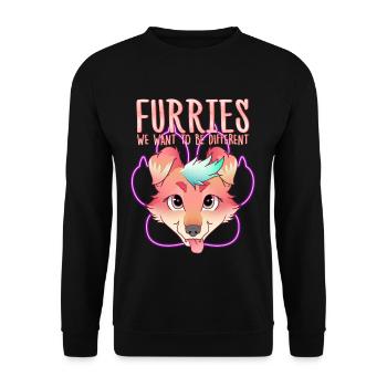 Furries we want to be different I Furries Fandom - Unisex Sweatshirt - black - Front - Alina (178cm) & Michal (187cm)