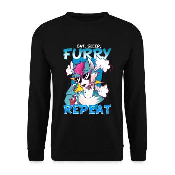 Eat Sleep Furry Repeat I Furries Fandom Cosplay - Unisex Pullover - Schwarz - Vorne - Alina (178cm) & Michal (187cm)