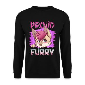 Proud Furry I Furries Cosplay Fandom - Unisex Pullover - Schwarz - Vorne - Alina (178cm) & Michal (187cm)