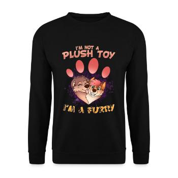 I'm not a plush toy I'm a Furry I Furries Fandom - Unisex Pullover - Schwarz - Vorne - Alina (178cm) & Michal (187cm)
