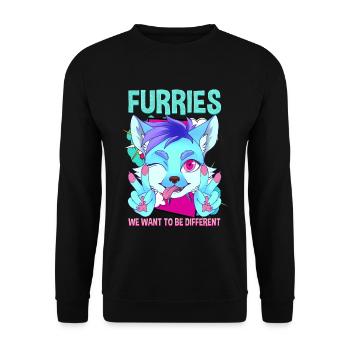 Furries we want to be different I Furries Fandom - Unisex Sweatshirt - black - Front - Alina (178cm) & Michal (187cm)
