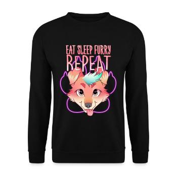 Eat Sleep Furry Repeat I Furries Fandom Cosplay - Unisex Sweatshirt - black - Front - Alina (178cm) & Michal (187cm)