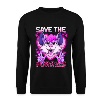 Save the Furries I Furry Fandom Anime Cosplay - Unisex Pullover - Schwarz - Vorne - Alina (178cm) & Michal (187cm)