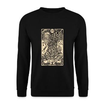 The Tower I Goth Tarot Card I Fortune Teller - Unisex Sweatshirt - black - Front - Alina (178cm) & Michal (187cm)