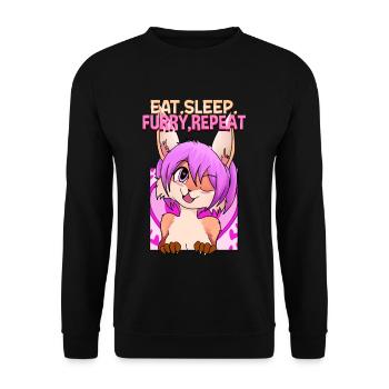 Eat Sleep Furry Repeat I Furries Fandom Cosplay - Unisex Sweatshirt - black - Front - Alina (178cm) & Michal (187cm)