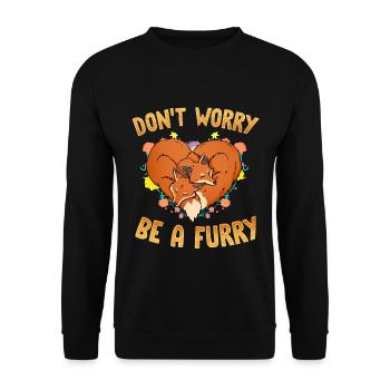 Don't worry be Furry I Furries Fandom I Anime - Unisex Sweatshirt - black - Front - Alina (178cm) & Michal (187cm)