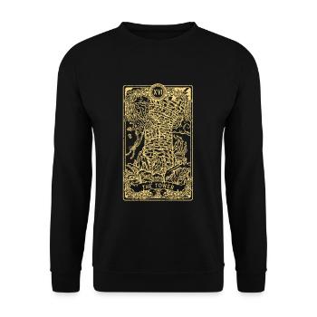 The Tower I Goth Tarot Card I Fortune Teller - Unisex Sweatshirt - black - Front - Alina (178cm) & Michal (187cm)