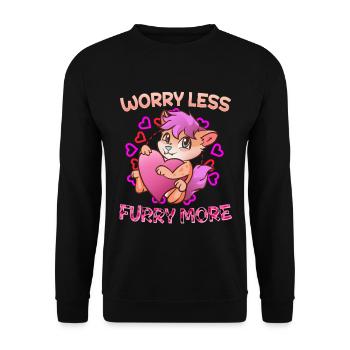 Worry less Furry more I Fursona Cosplay Fandom - Unisex Pullover - Schwarz - Vorne - Alina (178cm) & Michal (187cm)
