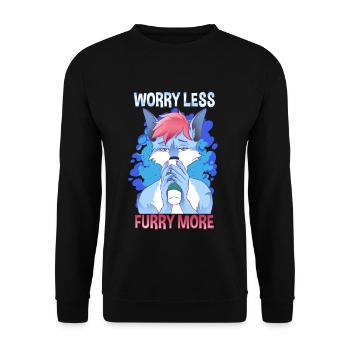 Worry less Furry more I Fursona Cosplay Fandom - Unisex Pullover - Schwarz - Vorne - Alina (178cm) & Michal (187cm)