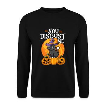 You Disgust Me Funny Halloween Cat Costume - Unisex Sweatshirt - black - Front - Alina (178cm) & Michal (187cm)