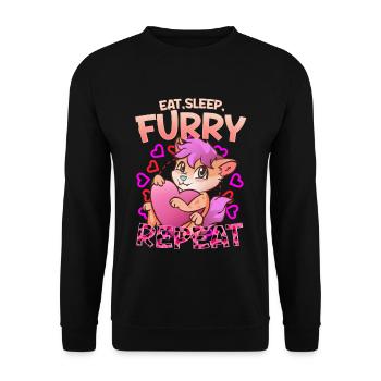 Eat Sleep Furry Repeat I Furries Fandom Cosplay - Unisex Pullover - Schwarz - Vorne - Alina (178cm) & Michal (187cm)
