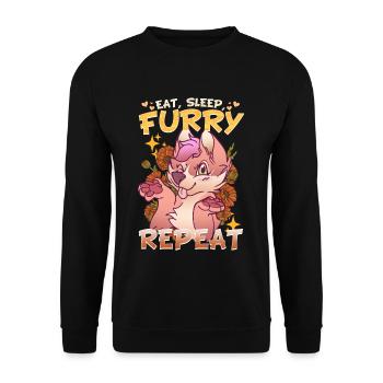 Eat Sleep Furry Repeat I Furries Fandom Cosplay - Unisex Pullover - Schwarz - Vorne - Alina (178cm) & Michal (187cm)