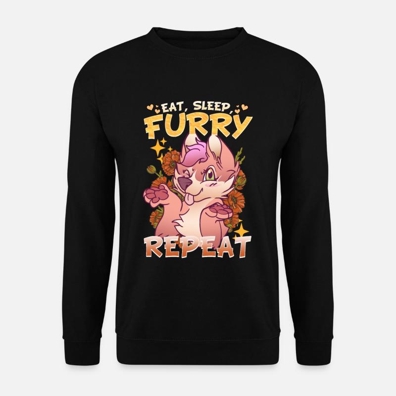 Eat Sleep Furry Repeat I Furries Fandom Cosplay - Unisex Pullover - Schwarz