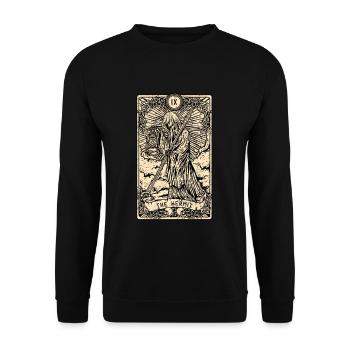 The Hermit I Witchcraft Tarot Card I Fortune - Unisex Pullover - Schwarz - Vorne - Alina (178cm) & Michal (187cm)