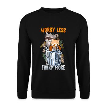 Worry less Furry more I Fursona Cosplay Fandom - Unisex Sweatshirt - black - Front - Alina (178cm) & Michal (187cm)