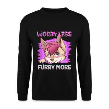 Worry less Furry more I Fursona Cosplay Fandom - Unisex Pullover - Schwarz - Vorne - Alina (178cm) & Michal (187cm)