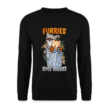 Furries give Huggies I Furry Fandom I Cosplay - Unisex Pullover - Schwarz - Vorne - Alina (178cm) & Michal (187cm)