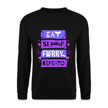 Eat Sleep Furry Repeat I Furries Fandom Cosplay - Unisex Pullover - Schwarz - Vorne - Alina (178cm) & Michal (187cm)