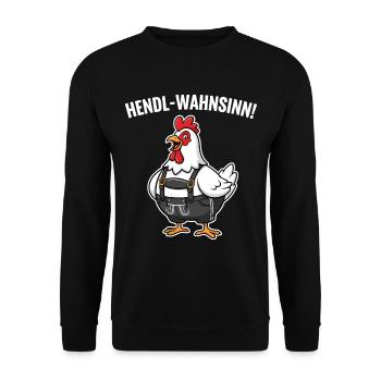 Hendl-Wahnsinn ! - Unisex Pullover - Schwarz - Vorne - Alina (178cm) & Michal (187cm)